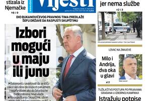 Naslovna strana "Vijesti" za 14. mart 2023. godine