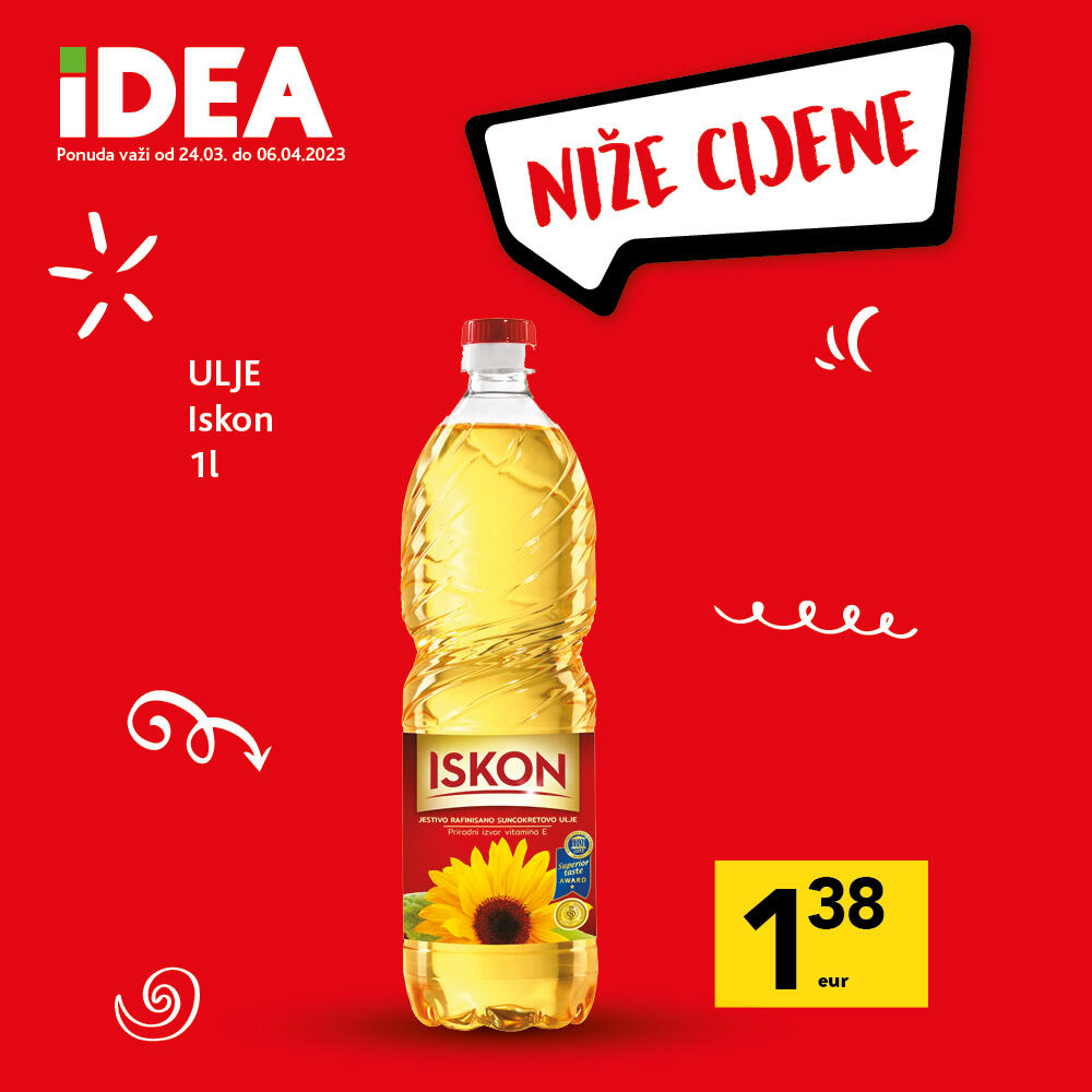<p>Stiže još jedan petak i novih 1.000 proizvoda po sniženim cijenama. Zato, vrijeme je da se prisjetimo šta vas to očekuje iza slogana „Niže cijene“, u svim IDEA prodavnicama.</p>