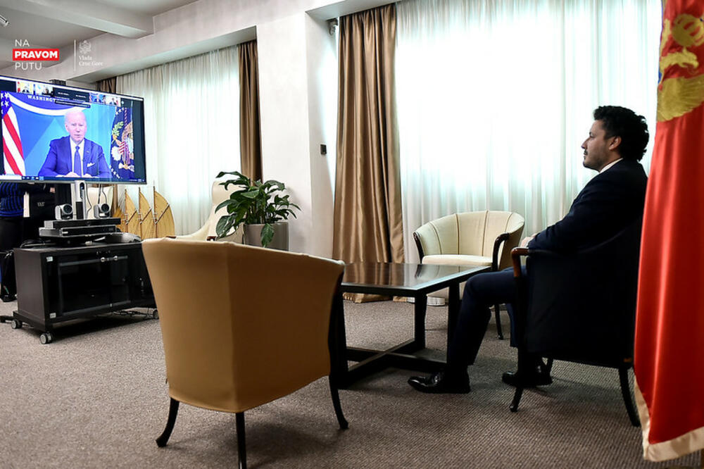 Abazović i Bajden tokom online Samita, Foto: Vlada Crne Gore