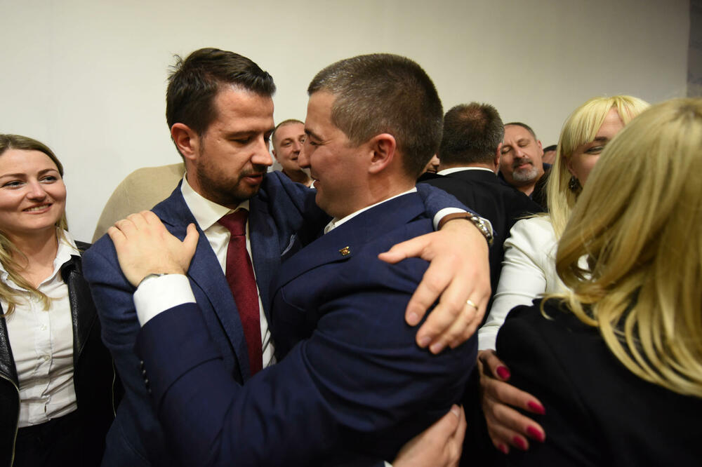 Milatović i Bečić u izbornom štabu PES-a, Foto: Boris Pejović