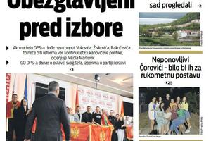 Naslovna strana "Vijesti" za četvrtak 6. april