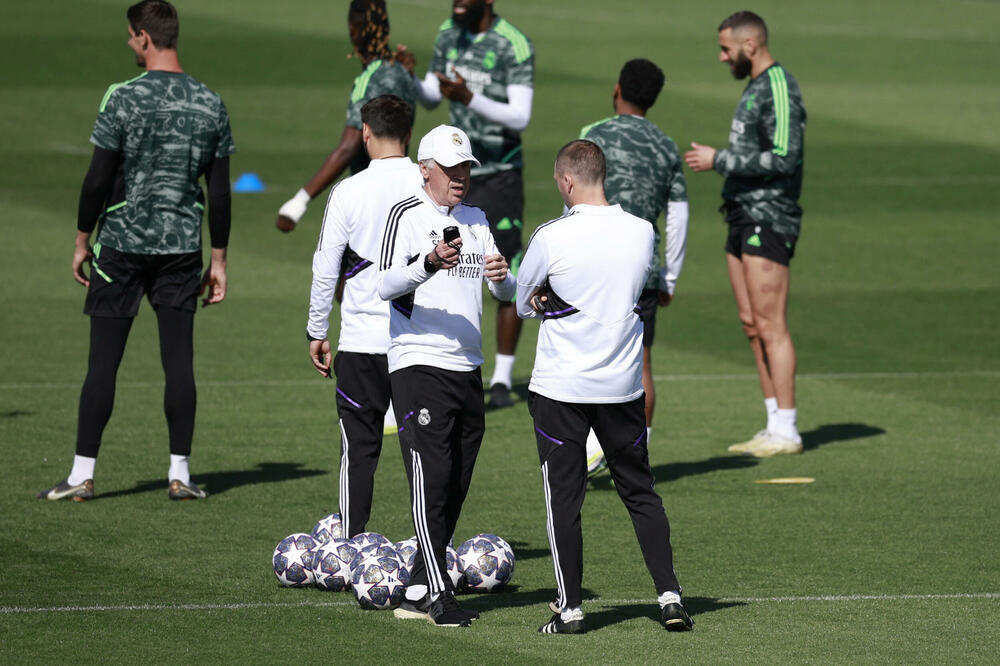 Anćeloti na treningu Reala pred Čelsi, Foto: Reuters