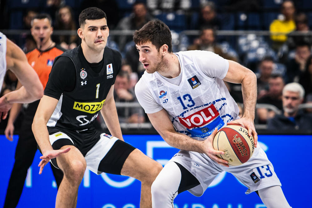 Tristan Vukčević i Aleksandar Lazić na prvom meču ove sezone, Foto: ABA League j.t.d/Dragana Stjepanović