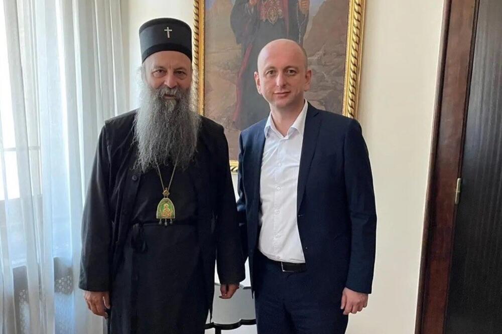 Patrijarh srpski Porfirije i lider DNP-a Milan Knežević, Foto: DNP