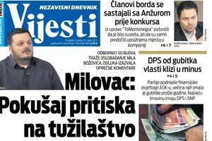 Naslovna strana "Vijesti" za 22. april 2023. godine