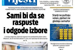 Naslovna strana "Vijesti" za 23. april 2023. godine