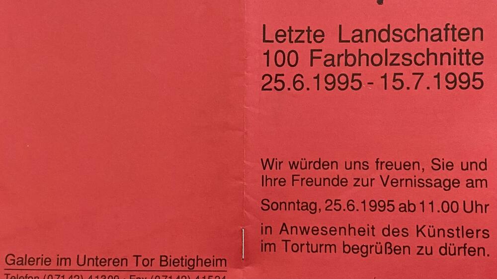 Naslovna stranica kataloga izložbe 'Posljednji predjeli' iz 1995. godine