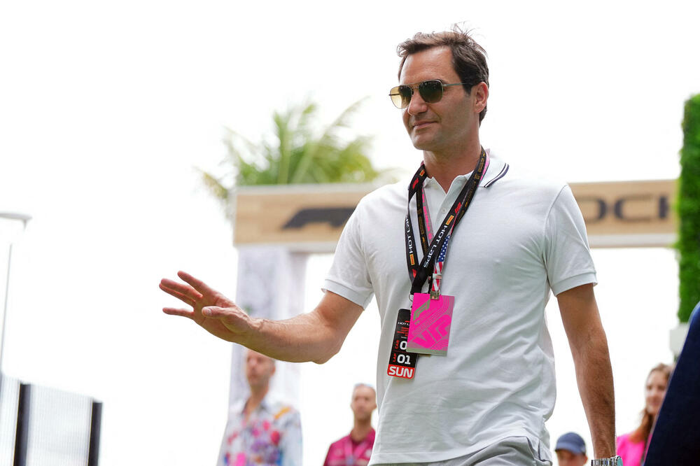 Federer tokom trke Formule 1 u Majamiju, Foto: Reuters