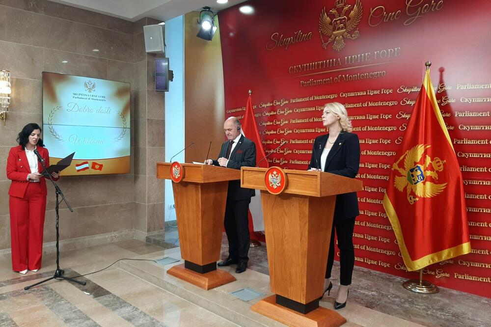 Sa pres-konferencije Đurović i Sobotke, Foto: Nikola Dragaš