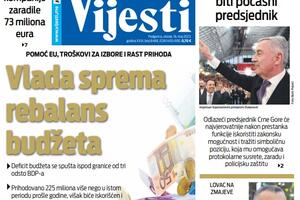 Naslovna strana "Vijesti" za 16. maj 2023.