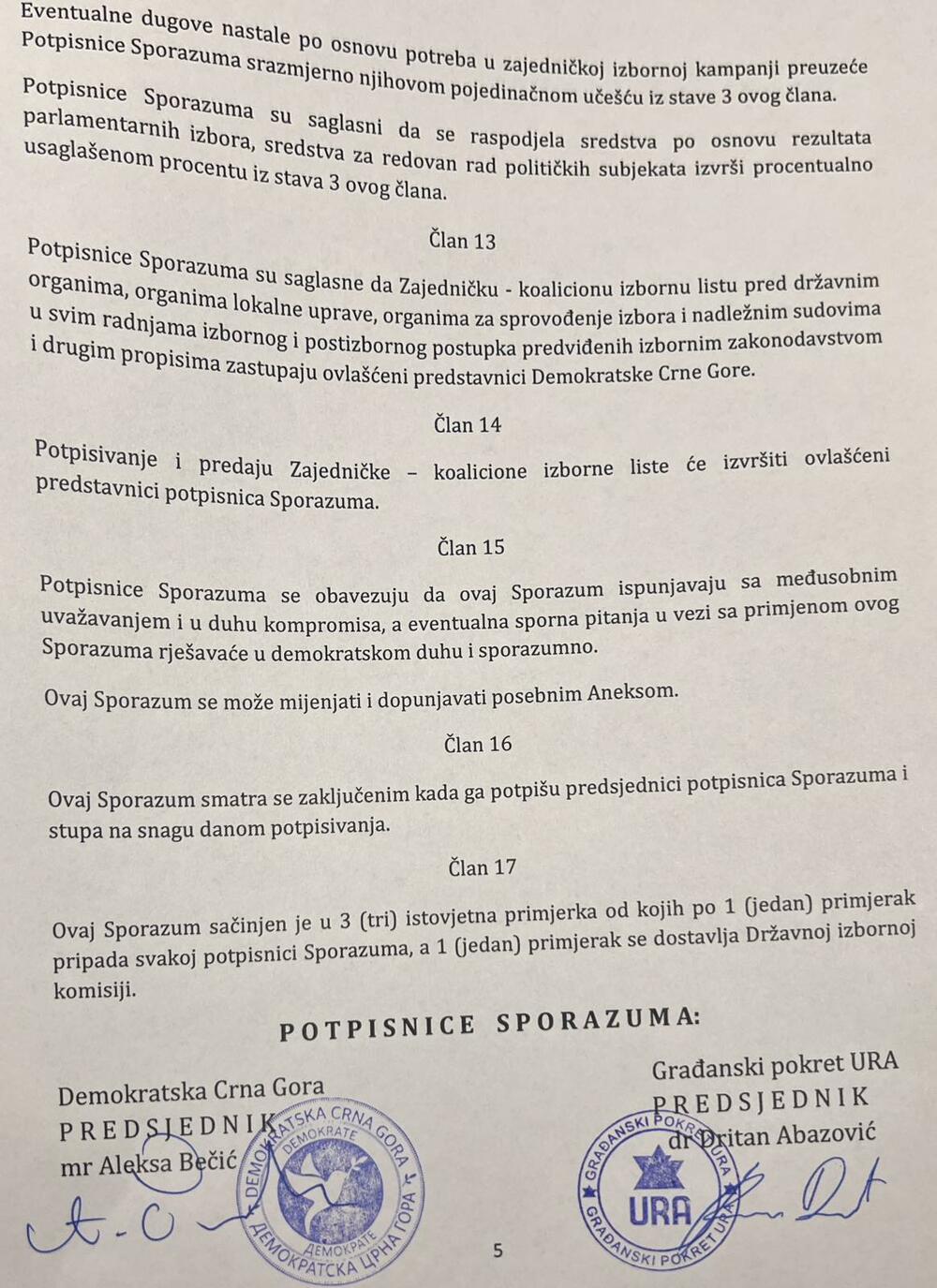 <p>Sporazum o zajedničkoj koalicionoj listi za učešće na parlamentarnim "Aleksa i Dritan - Hrabro se broji" uz poslaničku listu dostavljen je Državnoj izbornoj komisiji (DIK)</p>
