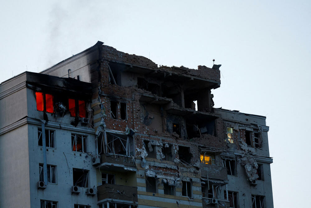 Stambena zgrada u Kijevu koju je pogodio ruski projektil