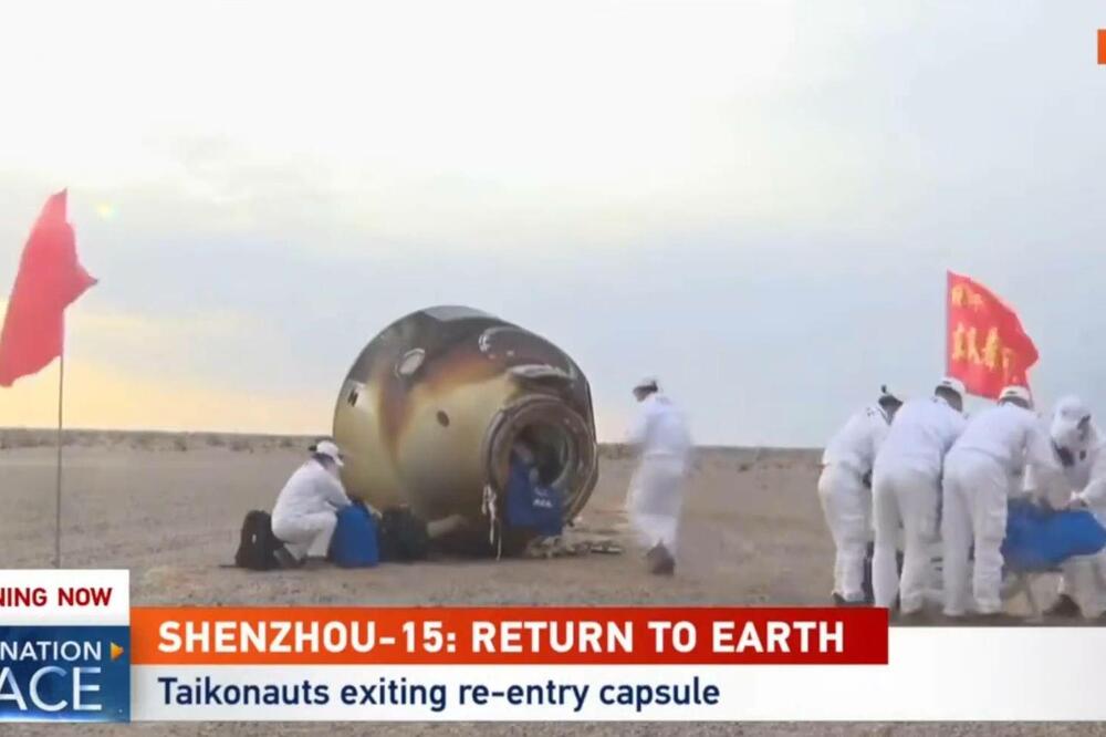 Detalj tokom povratka kineskih astronauta, Foto: BETAPHOTO/CHINA GLOBAL TELEVISION NETWORK CORPORATION