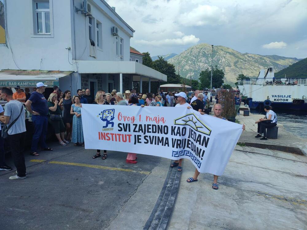 <p>Radnici nijesu dozvoljavali da se sa trajekta "30. avgust" koji je prispio u Kamenare neposredno nakon početka protesta, iskrcaju vozila i putnici</p>