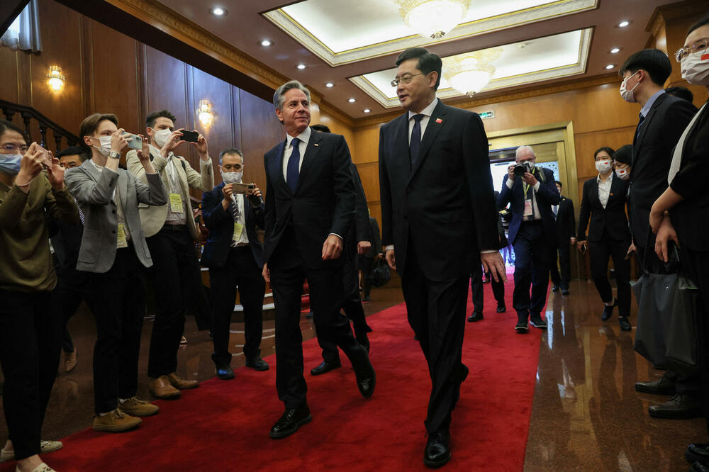 Entonni Blinken i Ćin Gang na sastanku u Pekingu, Foto: Reuters