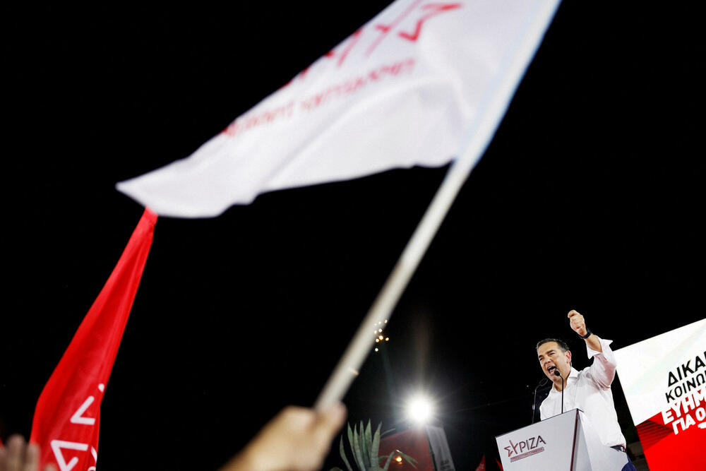 Lider Sirize Aleksis Cipras na mitingu u Atini