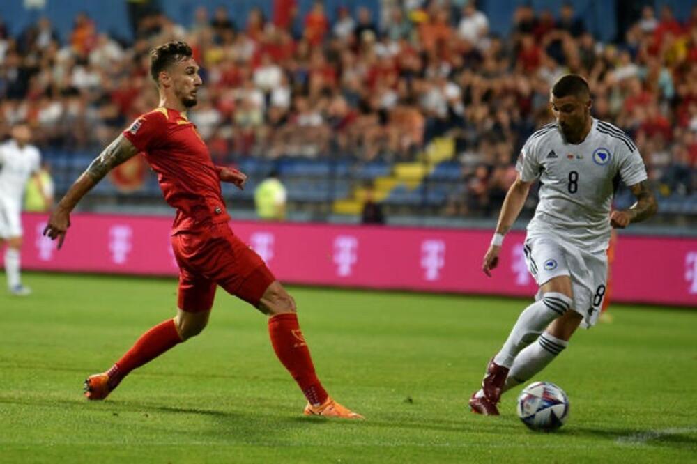 Sa utakmice fudbalskih reprezentacija Crne Gore i BiH odigrane u Podgorici, Foto: Boris Pejović