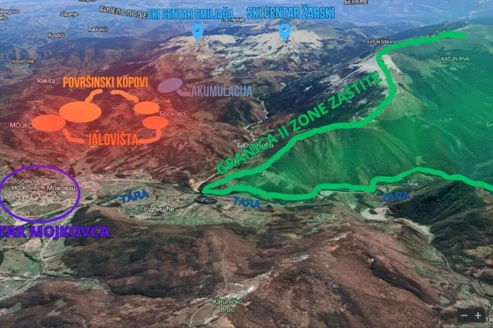 Položaj rudnika u odnosu na nacionalni park, Foto: GI Zdravi Mojkovac