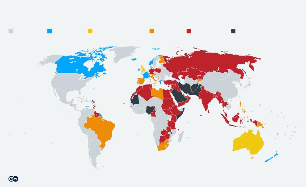 Mapa koja pokazuje koliko je gdje kažnjiva blasfemija