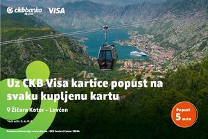 Popust uz CKB Visa kartice za vožnju žičarom Kotor – Lovćen