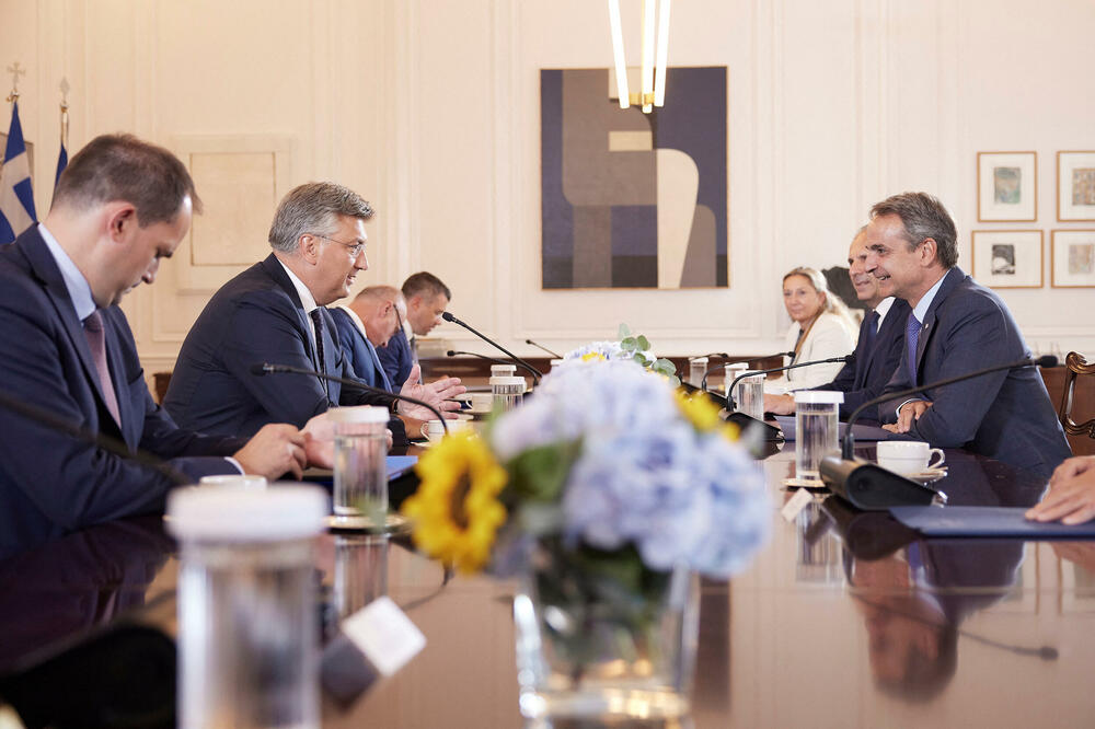 Plenković i Micotakis na sastanku u Atini, 21. avgusta 2023. godine, Foto: Reuters