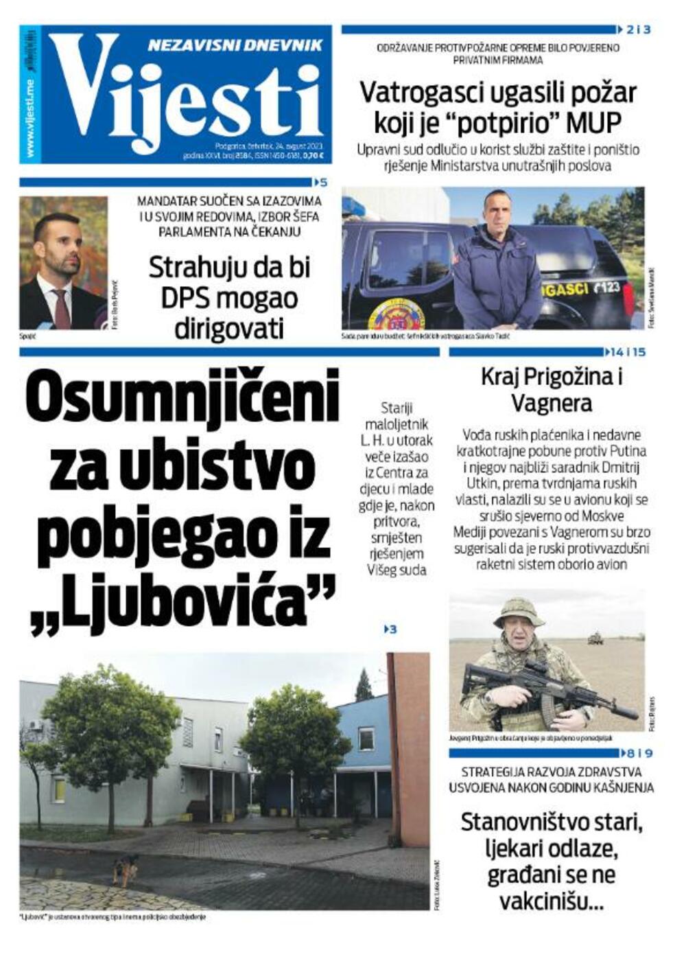 Naslovna strana, Foto: Vijesti