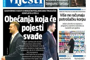 Naslovna strana "Vijesti" za 1. septembar 2023.