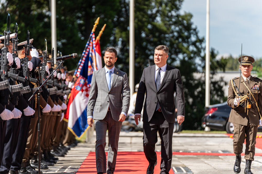 Milatović tokom posjete Hrvatskoj sa predsjednikom te države Zoranom Milanovićem, Foto: Služba za informisanje Predsjednika Crne Gore