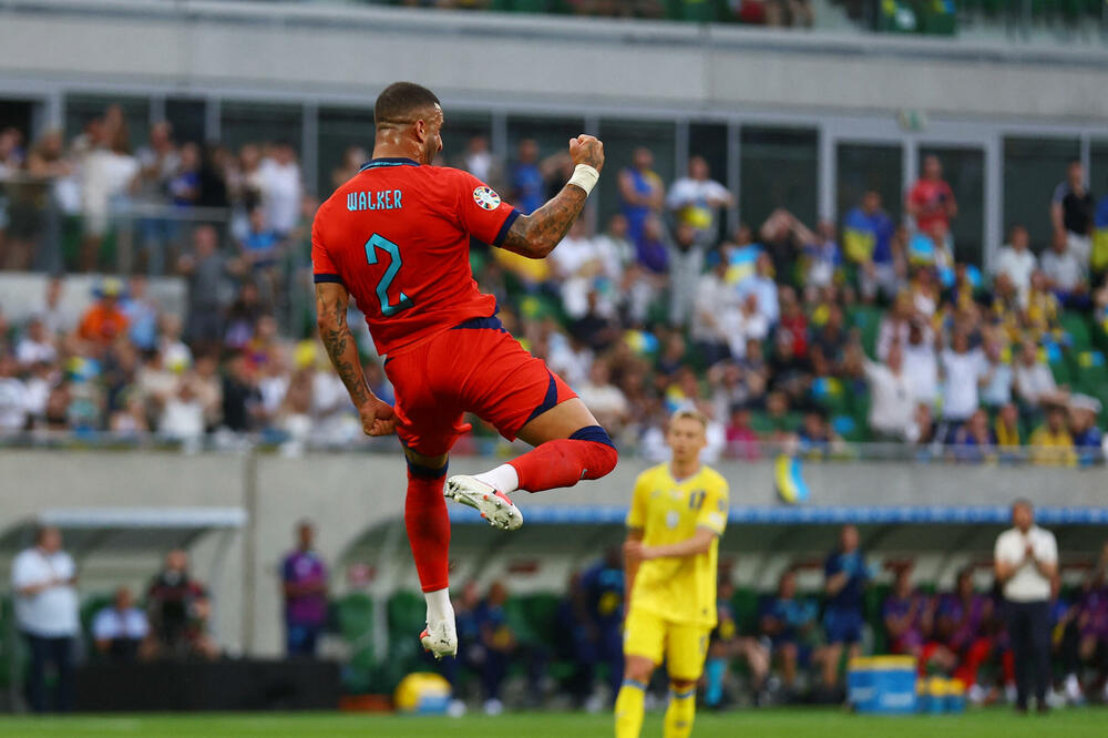 Kajl Voker slavi gol protiv Ukrajine, Foto: Reuters/Matthew Childs