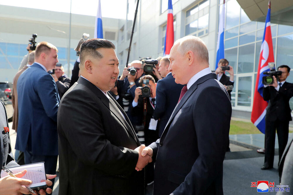 Kim Džon Un i Vladimir Putin u Rusiji, 13. septembra 2023. godine, Foto: Reuters