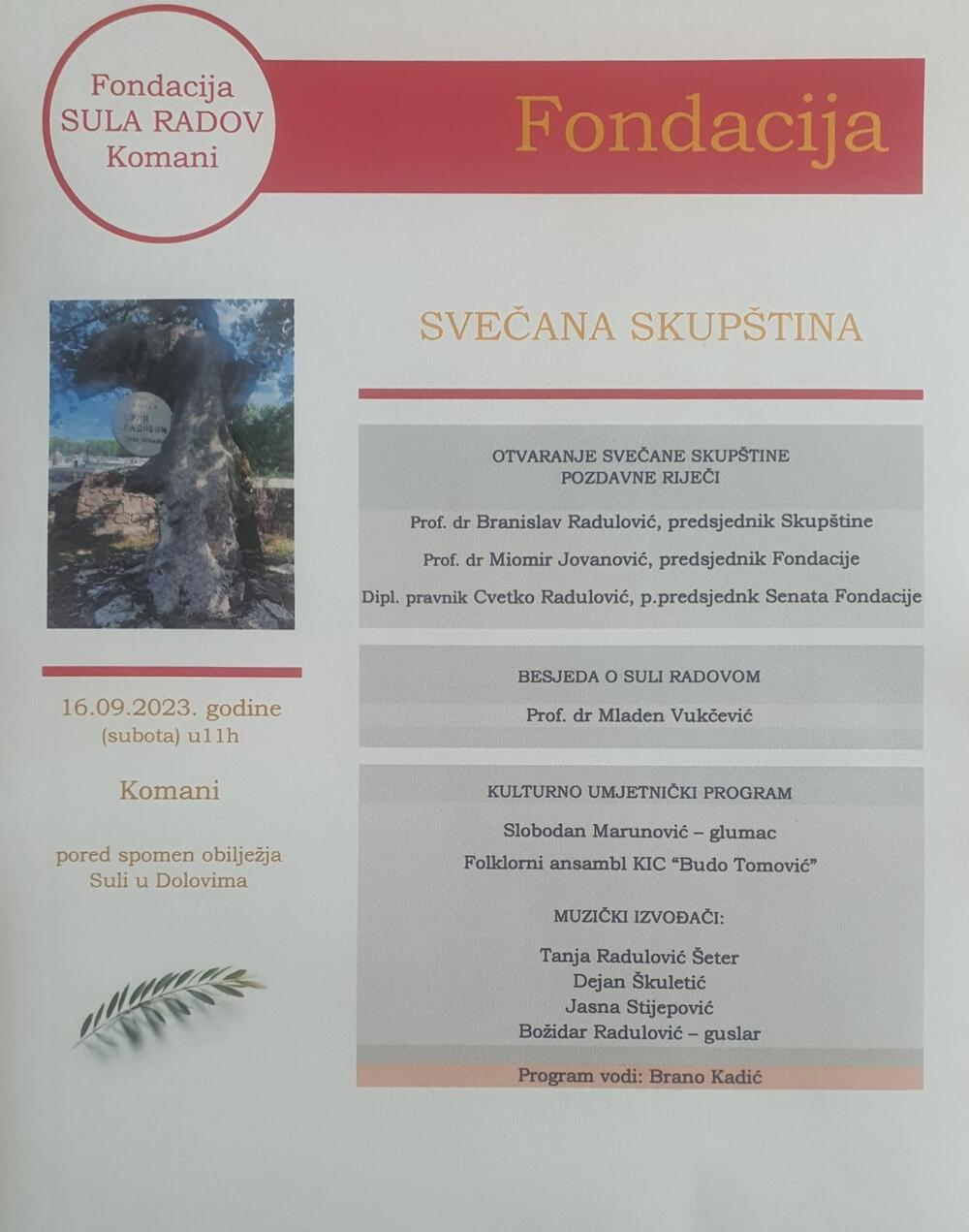 Svečana skupština Fondacije 'Sula Radov'