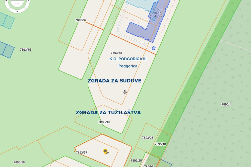 Predložene parcele za zgrade pravosudnih organa, Foto: Geoportal