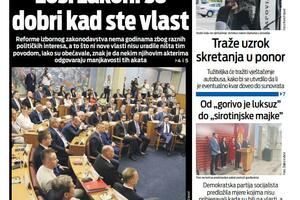 Naslovna strana "Vijesti" za 21. septembar 2023.