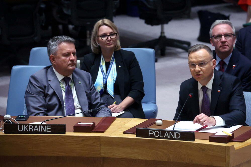 Predsjednik Poljske sa ambasadorom Ukrajine u UN u Njujorku, Foto: Rojters