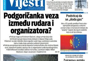 Naslovna strana "Vijesti" za 23. septembar 2023.