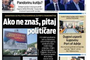 Naslovna strana "Vijesti" za 11. oktobar 2023.
