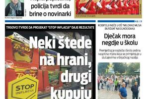 Naslovna strana "Vijesti" za 13. oktobar 2023.