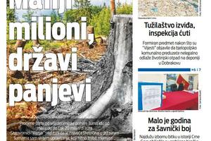 Naslovna strana "Vijesti" za 15. oktobar 2023.