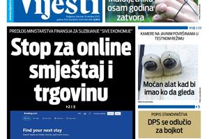 Naslovna strana "Vijesti" za 19. oktobar 2023.