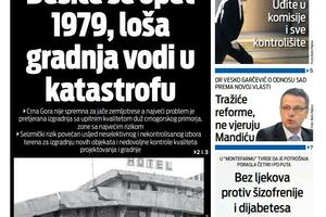 Naslovna strana "Vijesti" za 21. oktobar 2023.