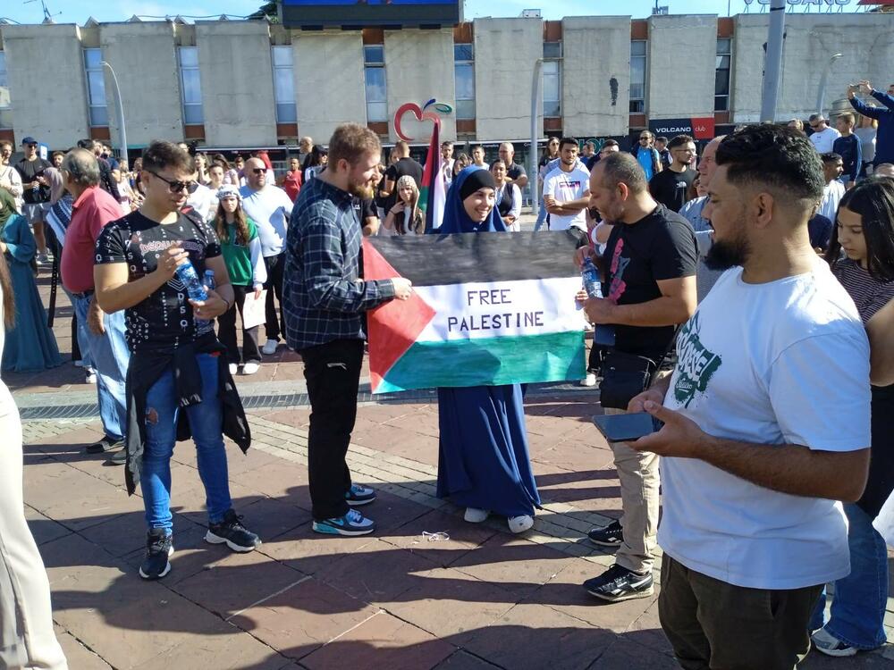 <p>Organizatori protesta su studenti i mladi iz Crnogorsko-palestinskog društva</p>