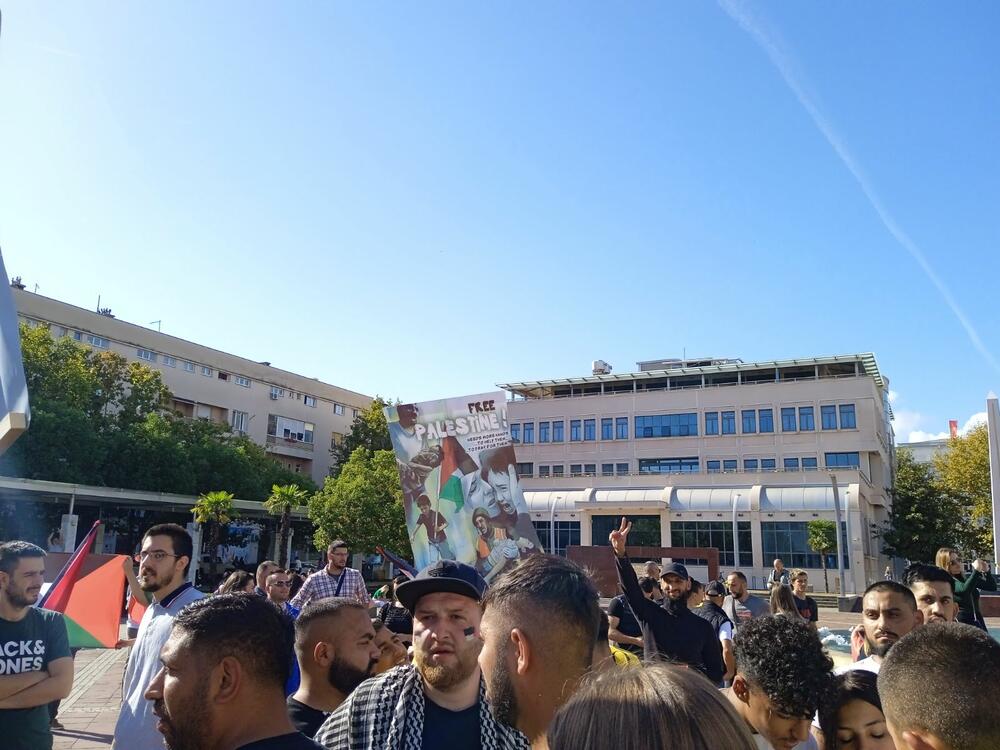 <p>Organizatori protesta su studenti i mladi iz Crnogorsko-palestinskog društva</p>