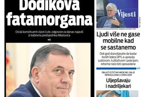 Naslovna strana "Vijesti" za 30. oktobar 2023.