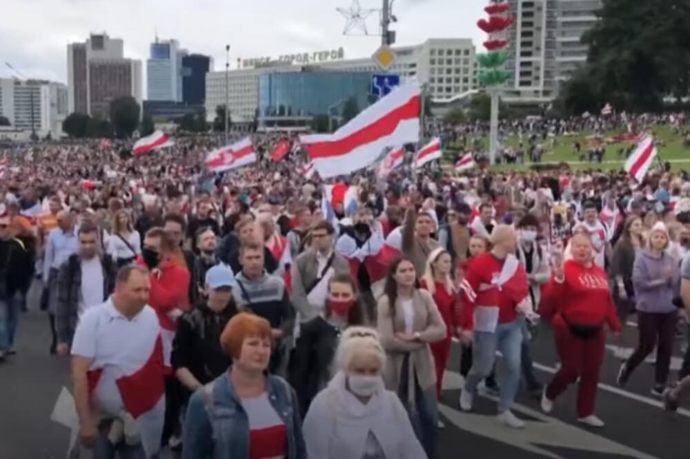 Sa opozicionog protesta u Bjelorusiji, Foto: Screenshot/Youtube