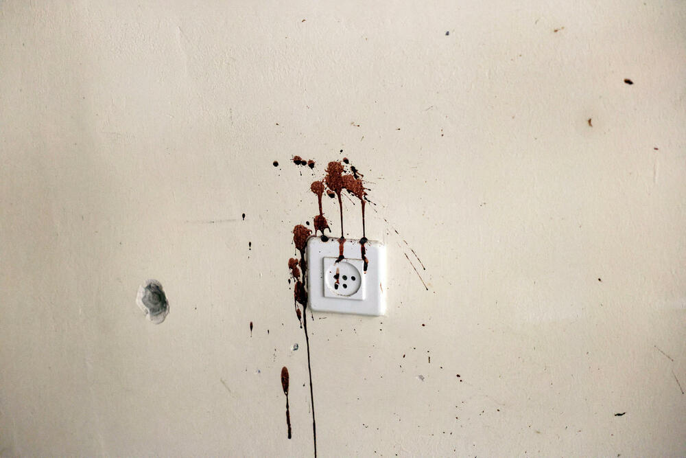 Tragovi krvi na jednom od zidova u kući u kibucu 