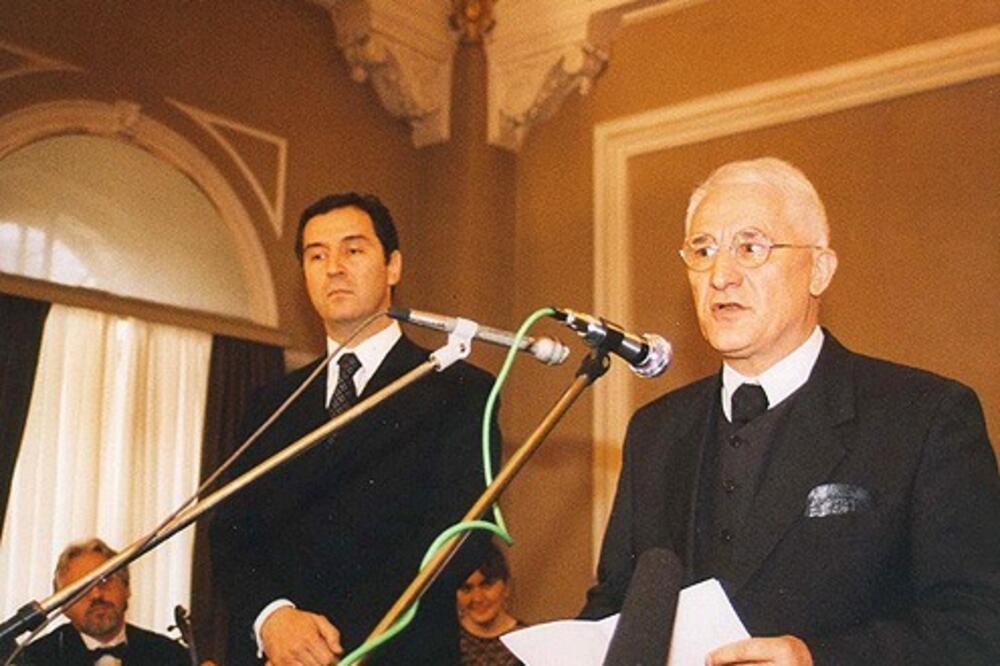 Đukanović and Bećković at the awarding of the Njegoš Award, Photo: FB