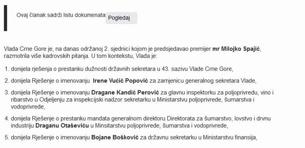 imenovanje Kandić Perović