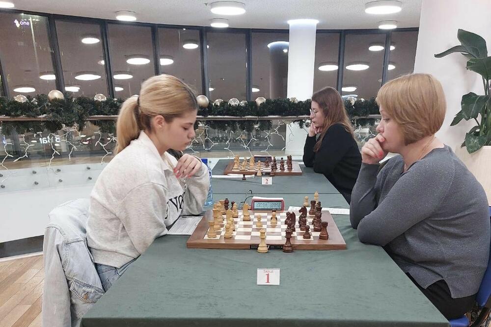 Mateja Popivić i Ana Novikova, u pozadini Alena Skvorcova, Foto: ŠSCG