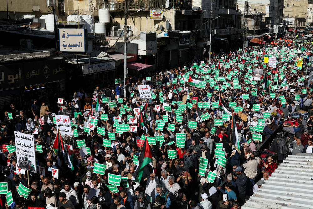Protests in Amman in support of Palestinians in Gaza