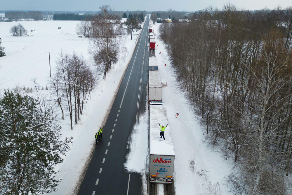 Blokada poljskih vozača kamiona na granici, Foto: Reuters